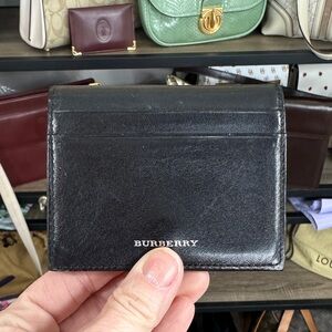 Burberry Vintage Black leather snap close card wallet smooth leather